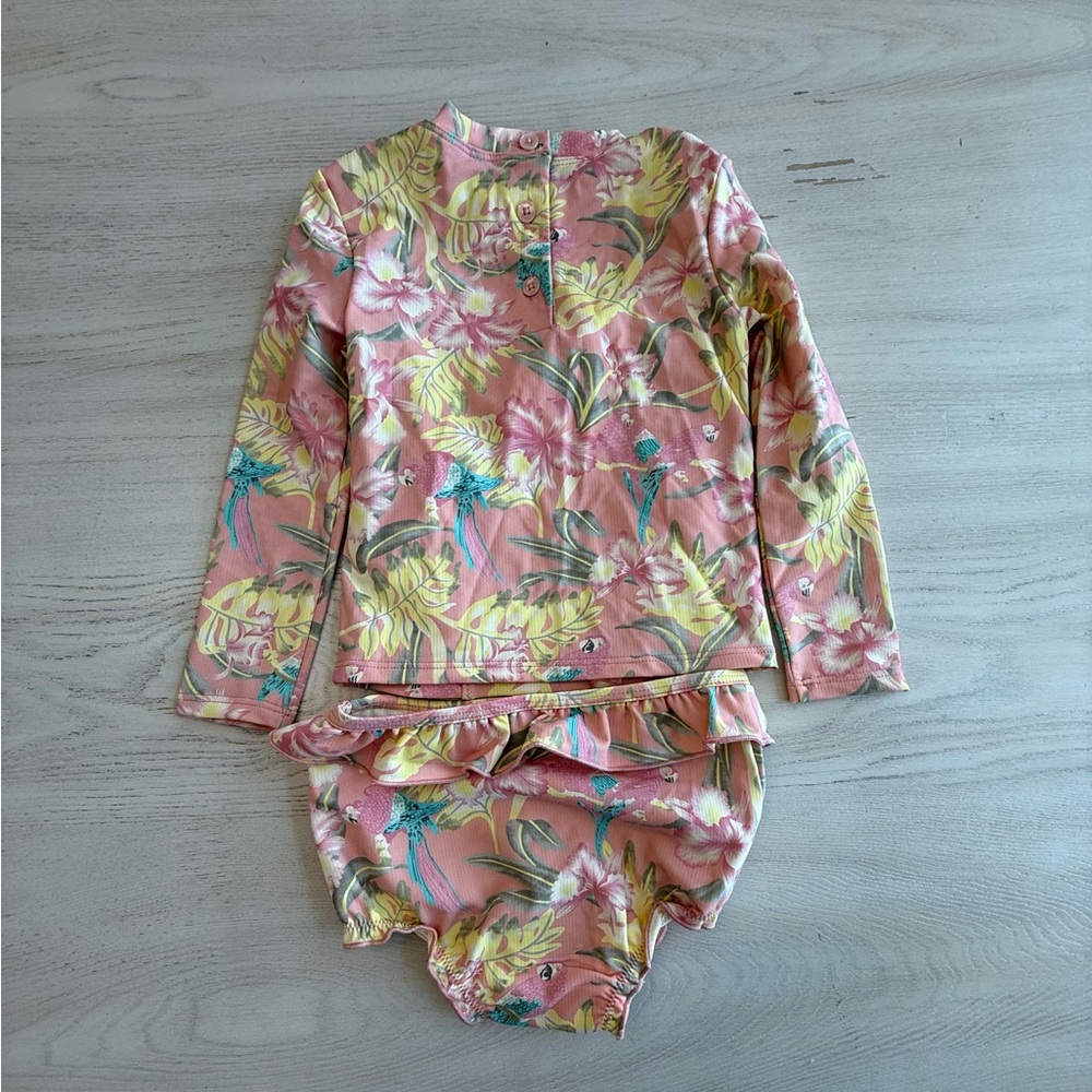 Pink and Yellow Rashguard Swim Top